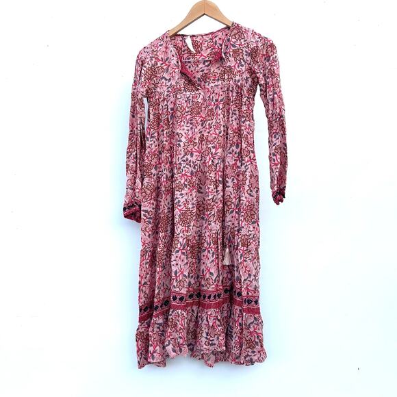 Natalie Martin Elisha Midi Dress Pink Dahlia Boho Maxi Long Extra Small XS - Picture 2 of 9